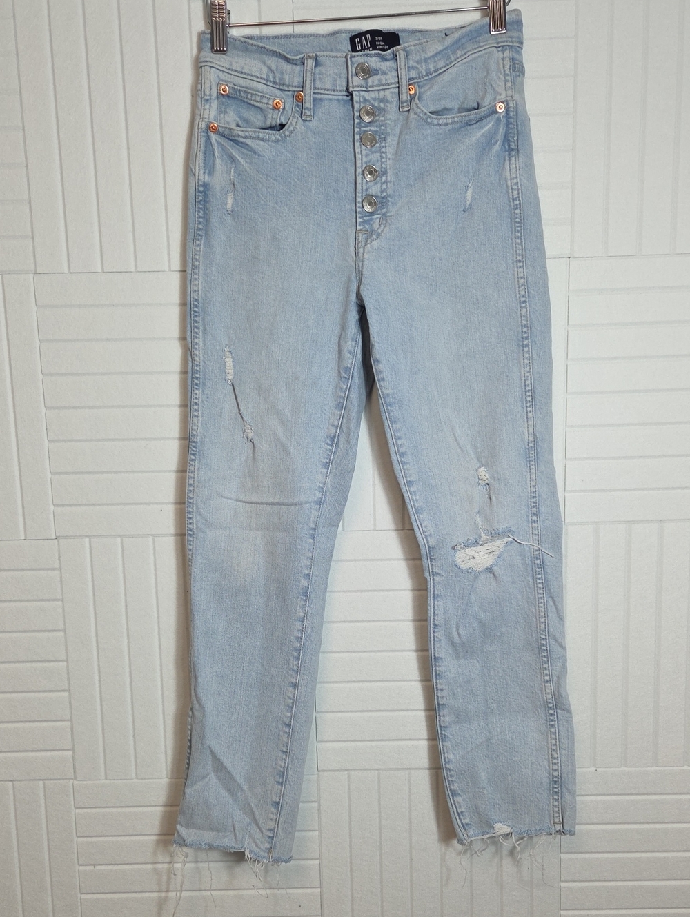 Gap High Rise Vintage Slim Distressed Buttonfly Jeans Size 2/26